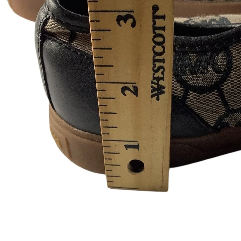 Michael Kors Womens MK Logo Monogram City Sneakers Sz 8M Black & Tan Rubber Sole